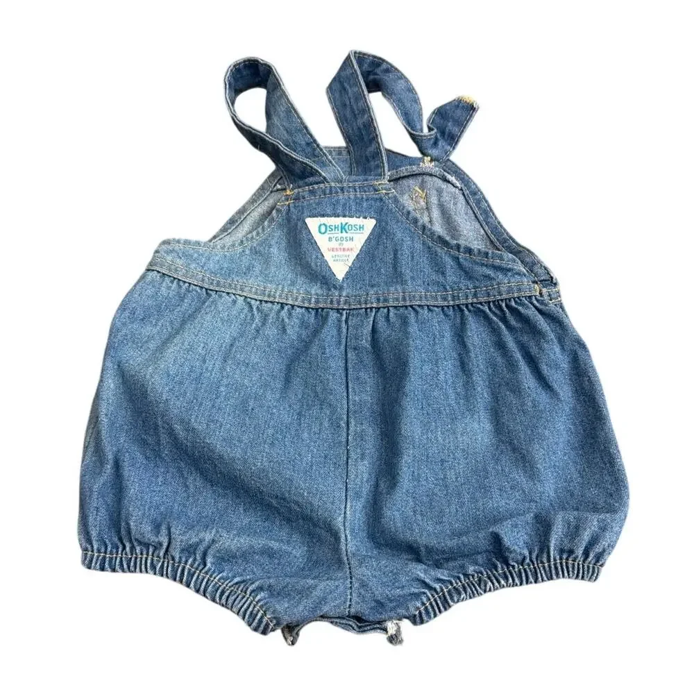 Vintage Osh Kosh B'Gosh Denim Bubble Romper Size 12 Months USA